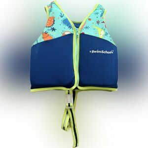 SwimSchool Kids Swim Vest - Blue and Green, Ages 4-6 Up To 50 lbs.
